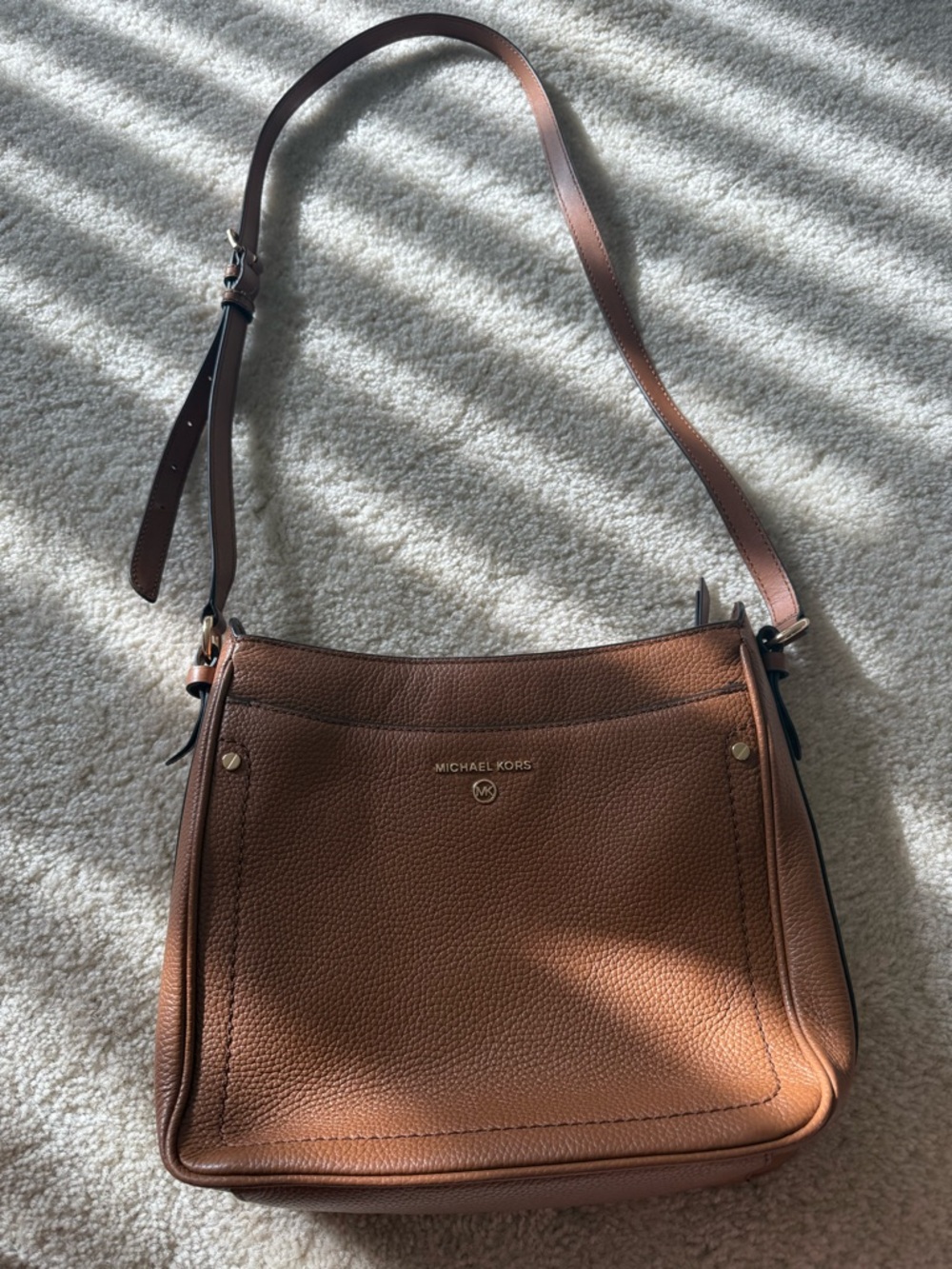 Michael Kors Cognac Pebbled Leather Crossbody Bag